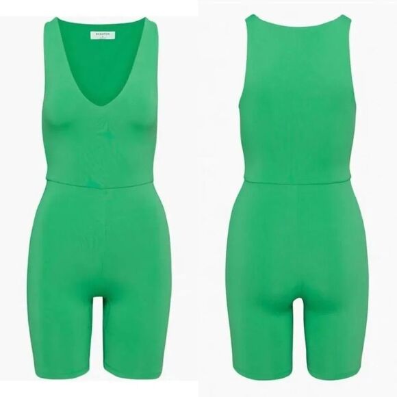 Babaton, Aritzia Contour V-Neck Romper Gloss Green Size XL - Picture 1 of 10